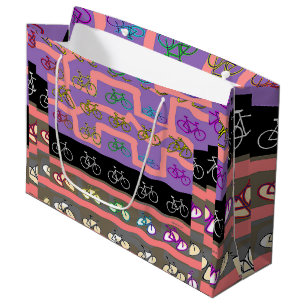 Multicolor Bicycles Large Gift Bag