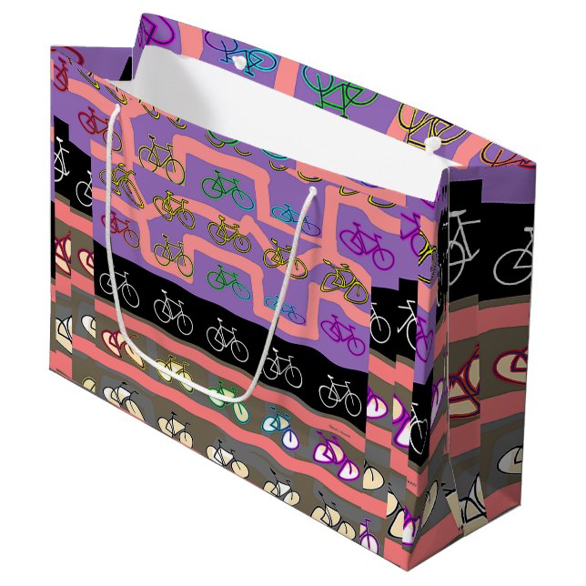 Multicolor Bicycles  Large Gift Bag (Front Angled)