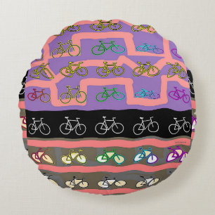 Multicolor Bicycles  Round Cushion