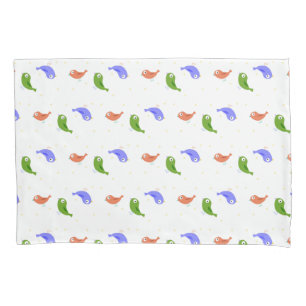Multicolor birds pillowcase