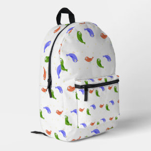 Multicolor birds printed backpack