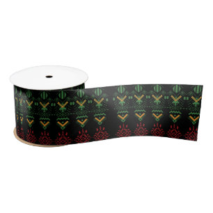 Multicolor Black History Month Geography Ribbon  Satin Ribbon