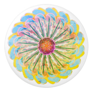 Multicolor Bohemian Floral Ceramic Knob