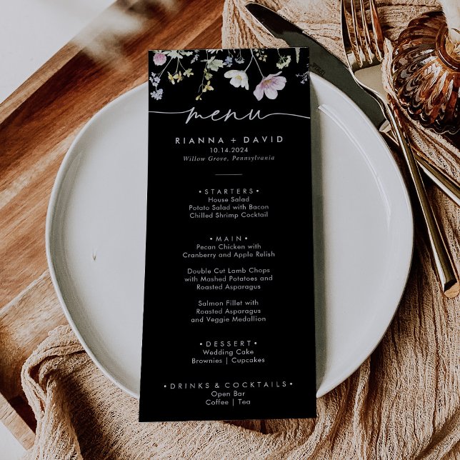 Multicolor Boho Fall Floral Wedding Dinner Menu (Creator Uploaded)