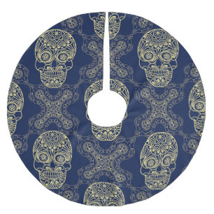 Multicolor Boho Skull Pattern. Brushed Polyester Tree Skirt