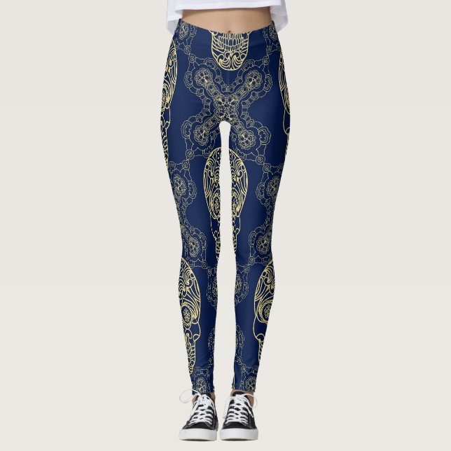 Multicolor Boho Skull Pattern. Leggings (Front)
