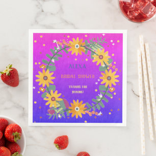 Multicolor Botanicals Floral Bridal Shower Party Napkin