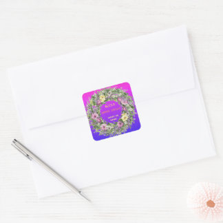 Multicolor Botanicals Floral Bridal Shower Party Square Sticker