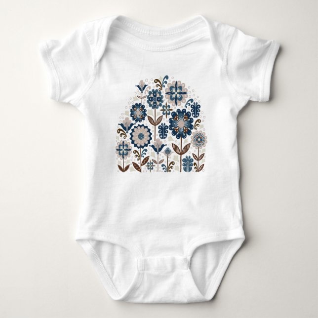 Multicolor Bouquets: Hand Drawn Baby Bodysuit (Front)