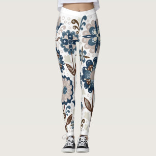 Multicolor Bouquets: Hand Drawn Leggings