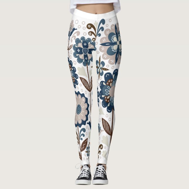 Multicolor Bouquets: Hand Drawn Leggings (Front)