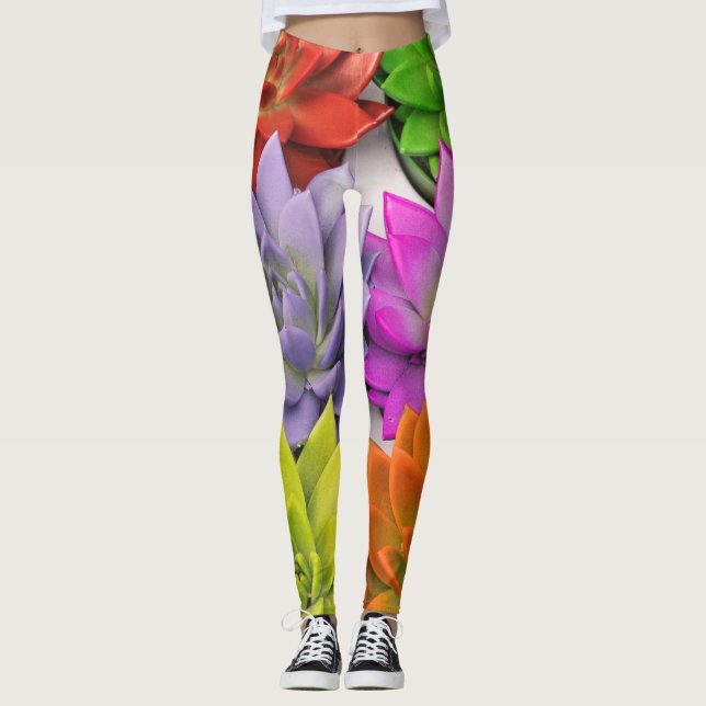 Multicolor bright lotus flower leggings (Front)