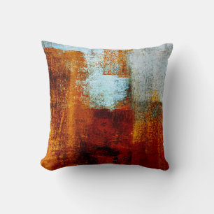 Multicolor brush strokes in oil structure. Grunge  Cushion
