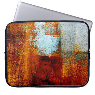 Multicolor brush strokes in oil structure. Grunge Laptop Sleeve