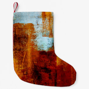 Multicolor brush strokes in oil structure. Grunge Small Christmas Stocking