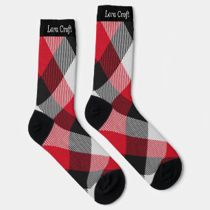 Multicolor Buffalo Plaid Christmas Personalised Socks