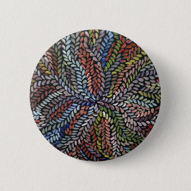 Multicolor bush medicine leaves 6 cm round badge (Front)