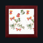 MultiColor Butterflies Art Gift Box<br><div class="desc">Butterfly illustrated art hand painted in acrylic paint then applied to gift merchandise for nature lovers. Colourful orange and green with leafy stems.</div>