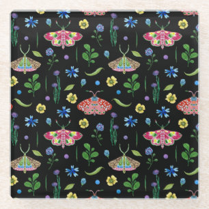 Multicolor Butterflies: Bright Seamless Pattern Glass Coaster