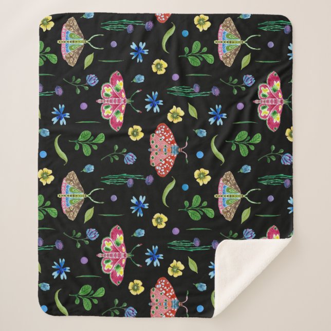 Multicolor Butterflies: Bright Seamless Pattern Sherpa Blanket (Front)