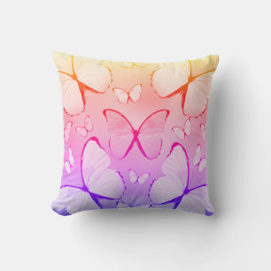 Multicolor Butterfly Print Throw Pillow