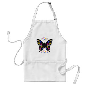 Multicolor butterfly t-shirt with flowers standard apron