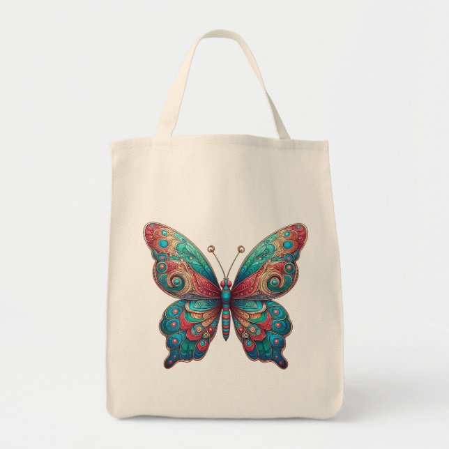 Multicolor Butterfly Tote Bag (Front)