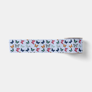 Multicolor Butterfly with Custom Background Colour Satin Ribbon