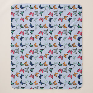 Multicolor Butterfly with Custom Background Colour Sherpa Blanket