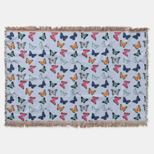 Multicolor Butterfly with Custom Background Colour Throw Blanket