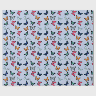 Multicolor Butterfly with Custom Background Colour Wrapping Paper