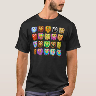 Multicolor Cartoon Character Owl Pattern Design T-Shirt