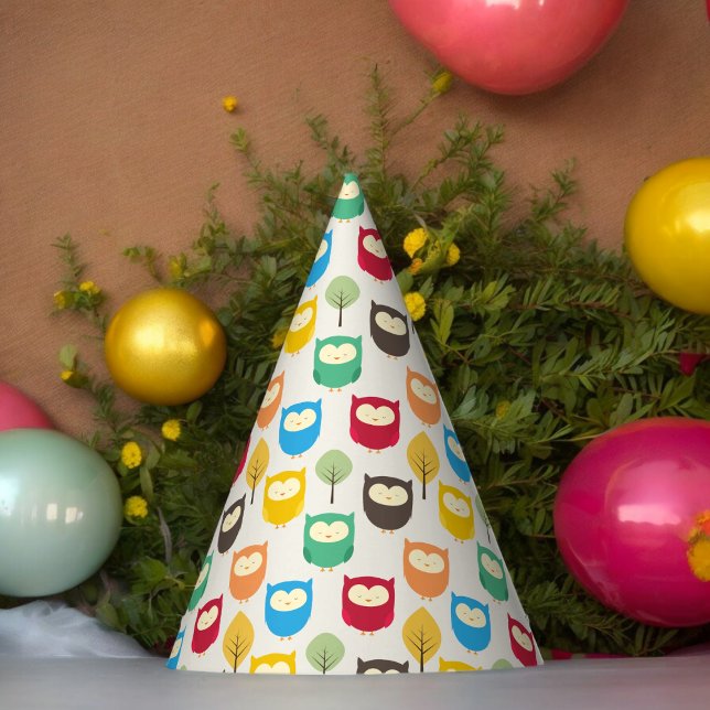 Multicolor Cartoon Owl Party Hat (Big eye Owl Paper party hat, Kids,adults,party birthday hat,Baby Shower,wedding,celebration hat)