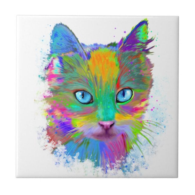 Multicolor Cat 688 Ceramic Tile (Front)