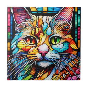 Multicolor Cat 708 Patterns Ceramic Tile