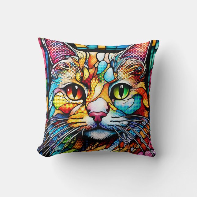 Multicolor Cat 708 Patterns Cushion (Front)