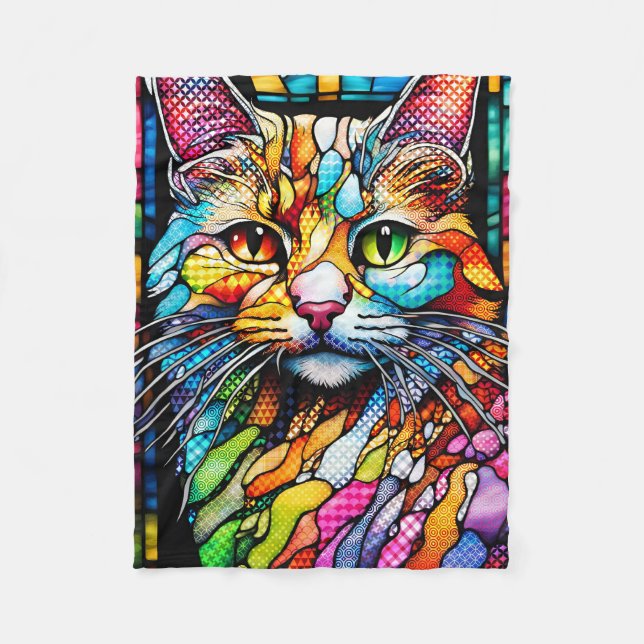 Multicolor Cat 708 Patterns Fleece Blanket (Front)