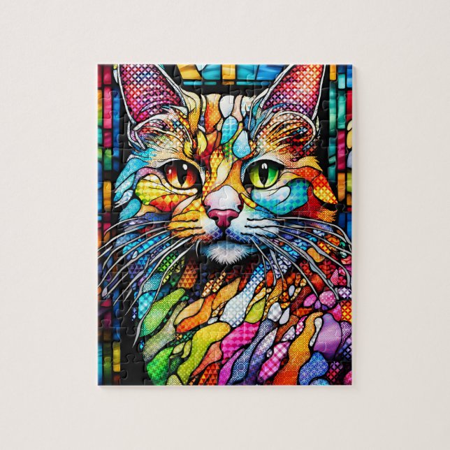 Multicolor Cat 708 Patterns Jigsaw Puzzle (Vertical)