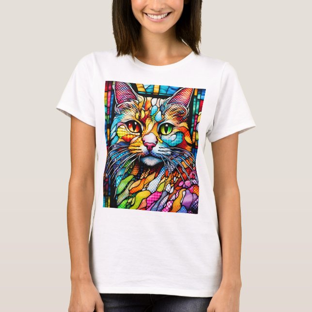 Multicolor Cat 708 Patterns T-Shirt (Front)