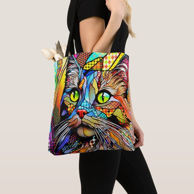 Multicolor Cat 711 patterns Tote Bag (Close Up)
