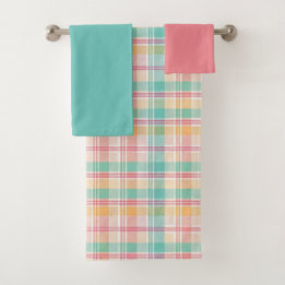 Multicolor Chequered Plaid Bath Towel Set
