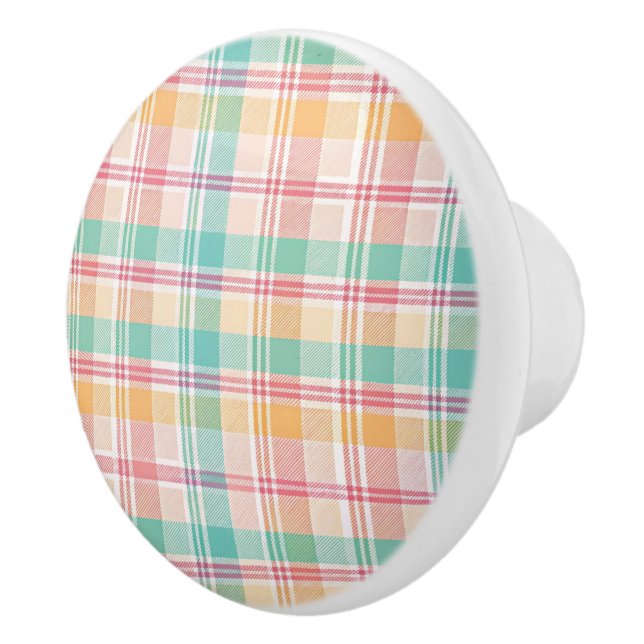 Multicolor Chequered Plaid Ceramic Knob (Right)