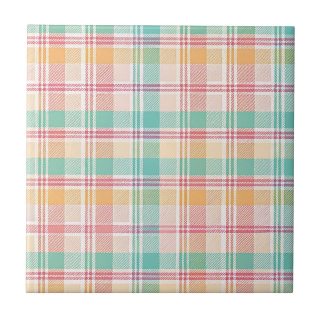 Multicolor Chequered Plaid Ceramic Tile (Front)