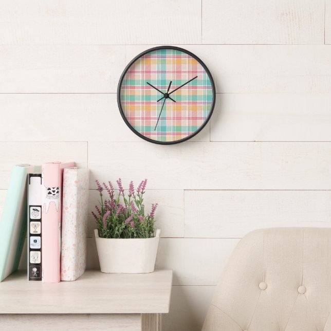 Multicolor Chequered Plaid Clock (Reading Room)