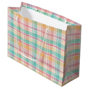 Multicolor Chequered Plaid Large Gift Bag