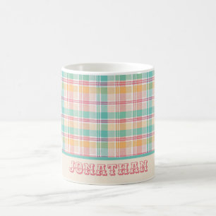 Multicolor Chequered Plaid Personalised Coffee Mug