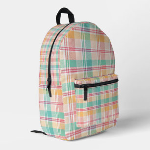 Multicolor Chequered Plaid Printed Backpack
