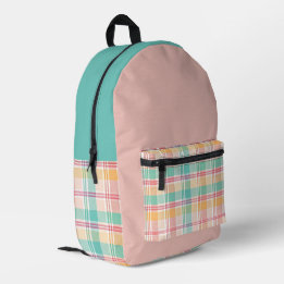 Multicolor Chequered Plaid Printed Backpack