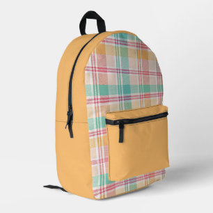 Multicolor Chequered Plaid Printed Backpack