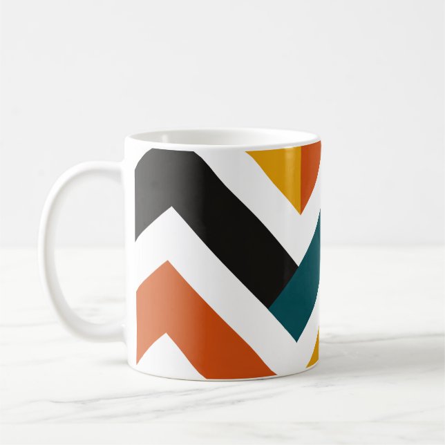 Multicolor Chevron Geometric Pattern Coffee Mug (Left)